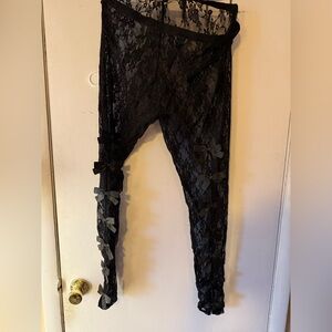 Forest Ink Black Lace Leggings with Bows